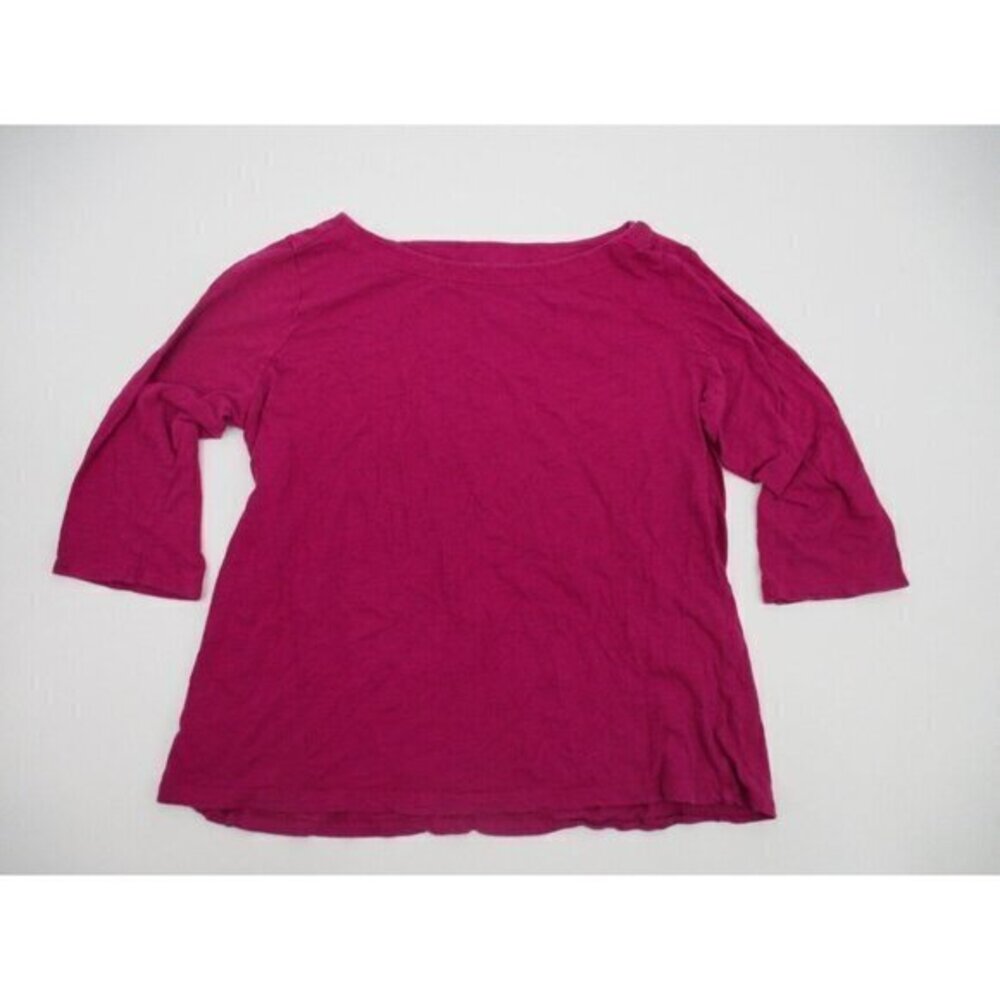 LOFT Womens Shirt XL Cotton Preppy 3/4 Sleeves Boatneck Button Casual Pullover